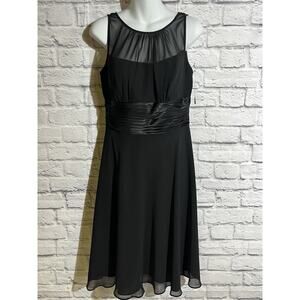 Rena Rowan Black Dress NWT Size 10 • Mesh Top • Satin Waistband Cocktail Formal